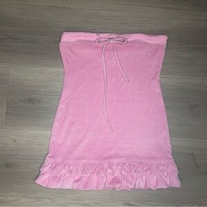 I.AM.GIA Velour Mini Dress Size Small Pink Coquette Babydoll Y2K Strapless EUC